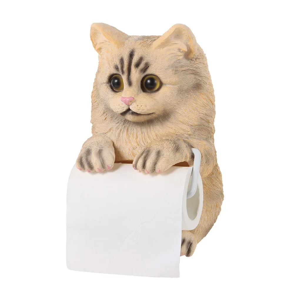 Resin Cat Toilet Paper Holder Wall Mounted Storage Dispenser Bathroom Paper Towel Dispenser Kitchen Tissue Dispenser