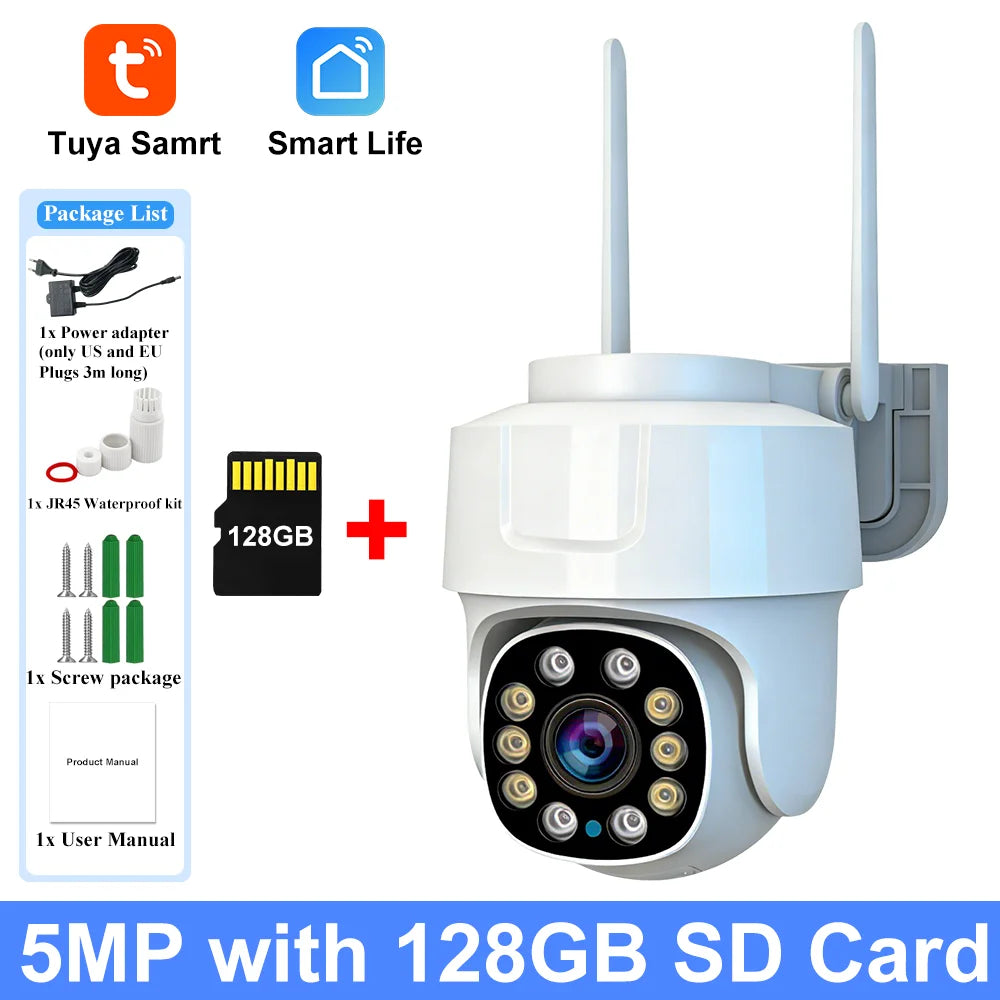 Tuya Smart Life 5MP Outdoor Waterproof Home Security Auto Tracking AI Human Detection Camera WIFI Network Surveillance Camera