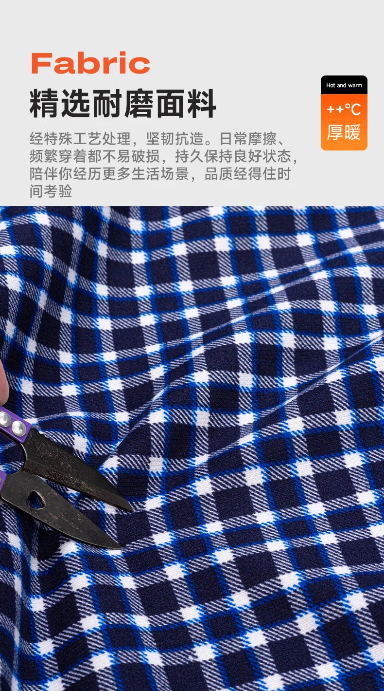 2025 Men's Autumn Winter Warm Long Sleeve Casual Plaid Shirts Thickern Fleece Check Shirts for Men Plus Size Male Office Clothes