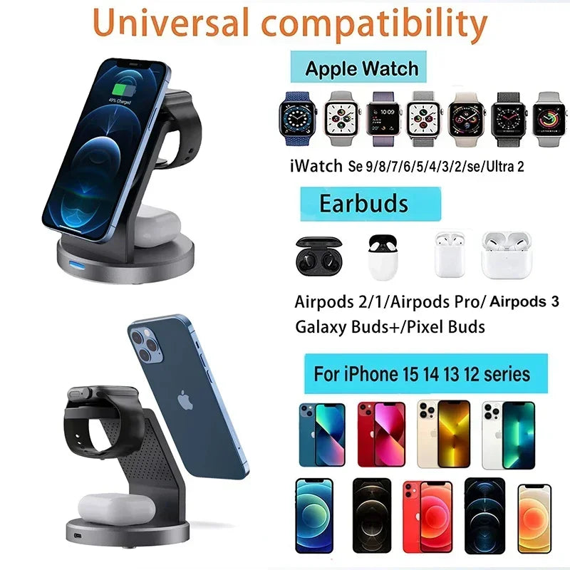 Wireless Charger Stand PFor iPhone 17 16 15 14 13 12 Pro Max Apple Watch 8 7 6 AirpodsMagnetic ad Fast Charging Station Dock