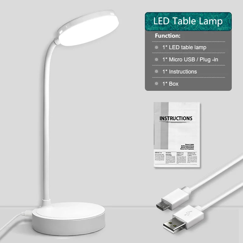 Flexible Dual Head LED Desk Lamp Eye Protection 3 Color Modes Brightness USB Rechargeable 360° Rotate Touch Control Office Study
