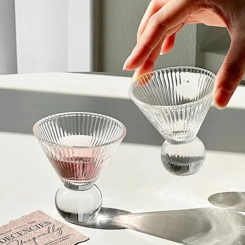 Retro Gem Pattern High Stem Glass Cup Nordic Pure Color Universal Drinkware For Ice Coffee Juice Bubble Water