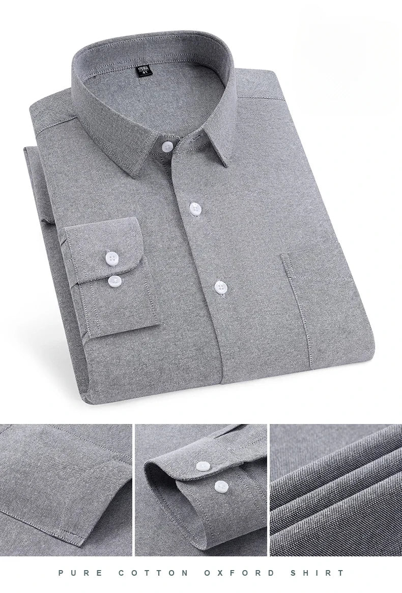 New in shirt over size long-sleeve shirts for men slim fit formal plain shirt soft comfortable striped plaid office full clothes