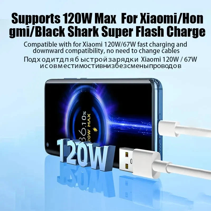 120W EU Ultra Fast Charger For Xiaomi 11 12 13 14 15 Ultra 17 Redmi Note 11 12 13 POCO X5 X6 Pro Type C USB Turbo Charging Cable