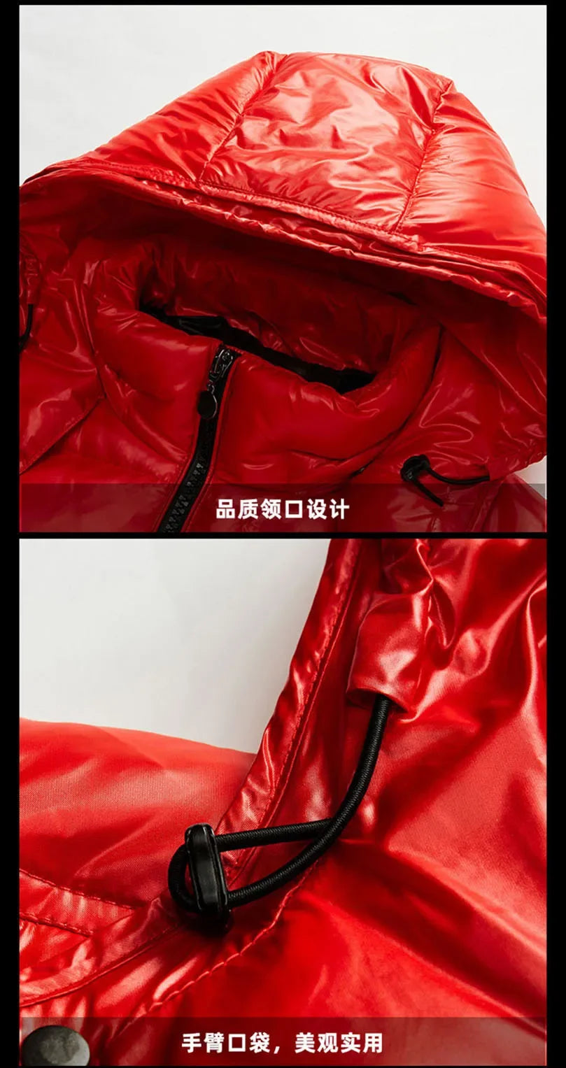 Men Detachable Hat Casual Parka Hooded Coat Winter New Men Solid Parkas White Duck Down Jacket Male Stand Collar Warm Thick Coat