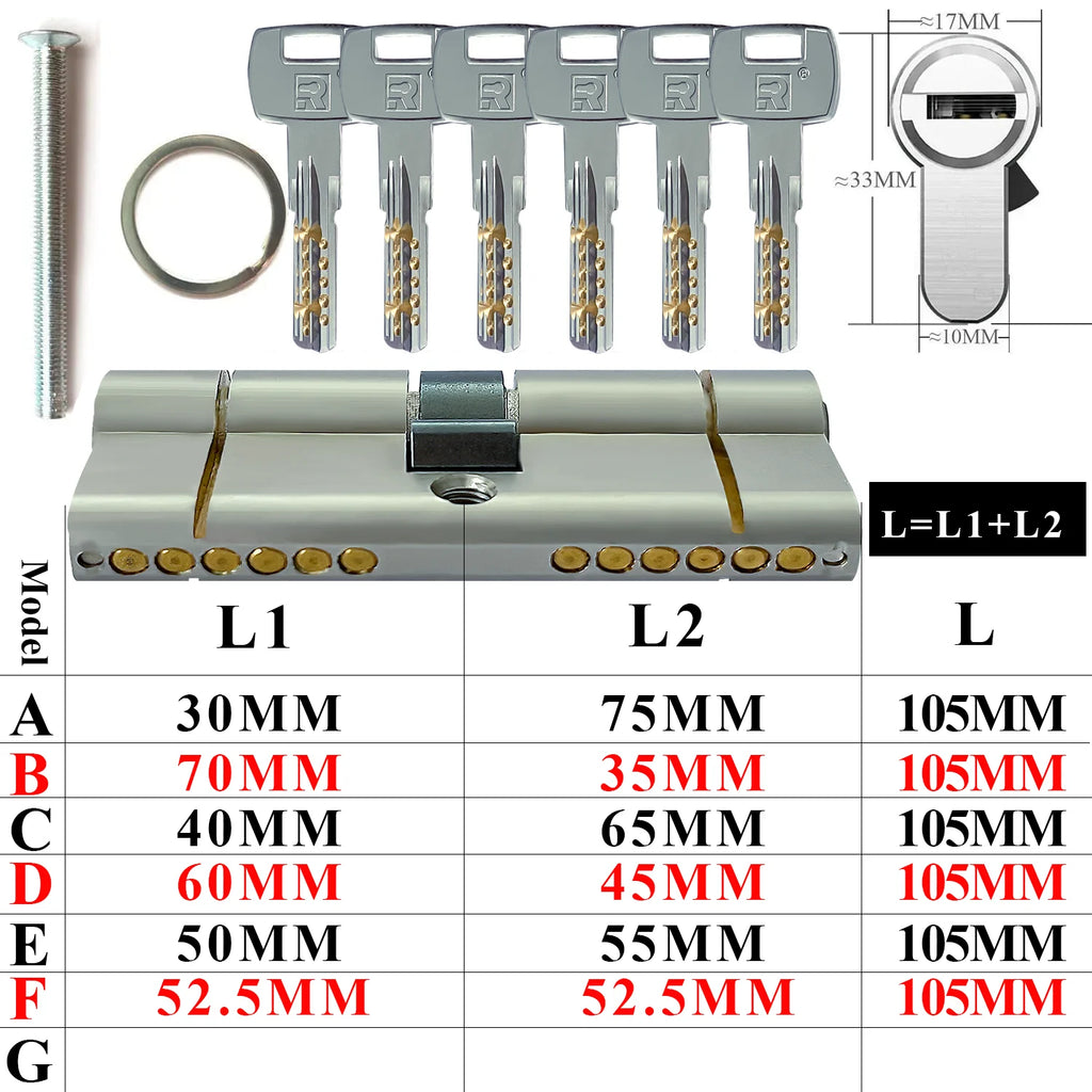 Customization: Open all household door locks with the same key. European standard high-quality 11 pin anti-theft lock cylinder