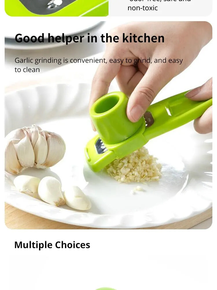 1 Pack Mini Garlic Grinder Creative Garlic Press Kitchen Garlic Mash Manual Garlic Mashing Green Kitchen Gadgets