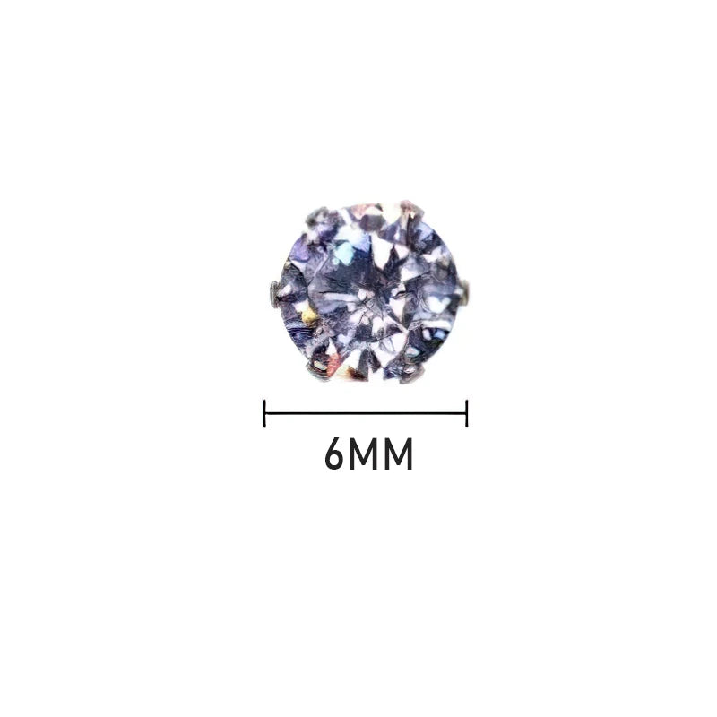 5/1pcs Magnetic No Piercing Required Earrings Adjustable Size Clip on Earrings 6-Prong Royal Crystal Design Perfect for Ear Bone