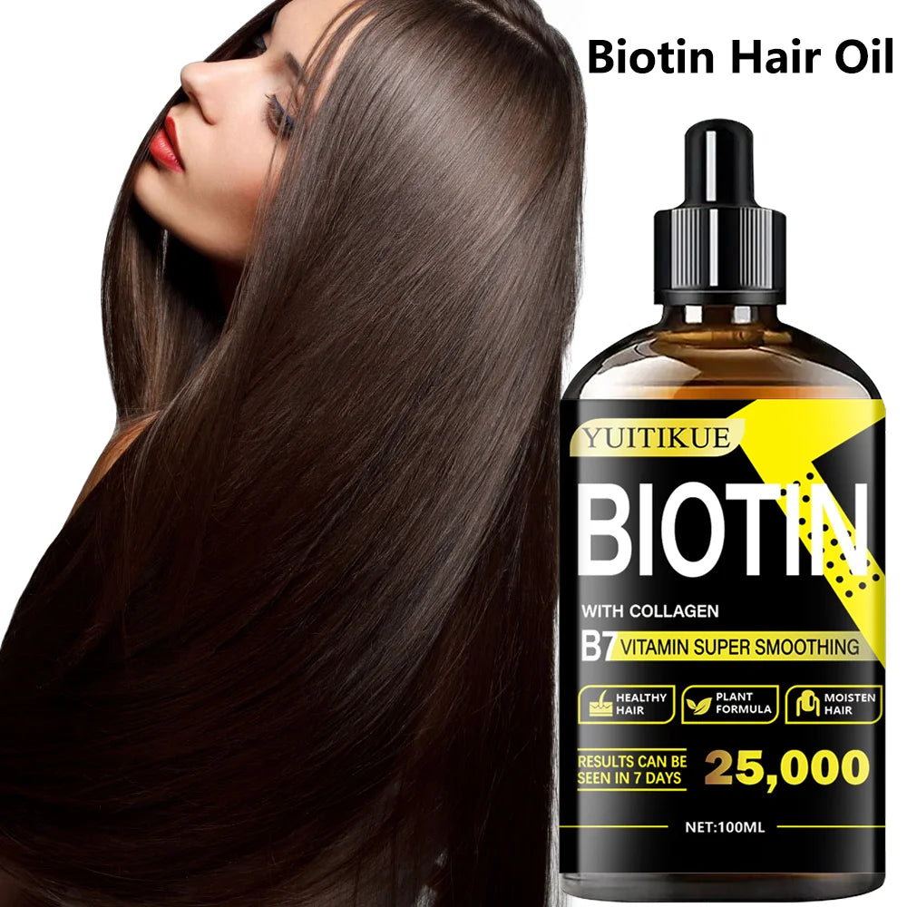 YUITIKUE Biotin Hair Oil With Collagen 100ml - B7 Vitamin Plant Formula Moisturizing Results In 7 Days
