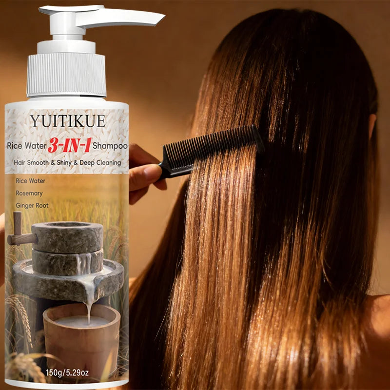 YUITIKUE Rice Water 3-in-1 Shampoo 150g - Deep Cleansing Shampoo for Smooth, Shiny & Healthy Hair