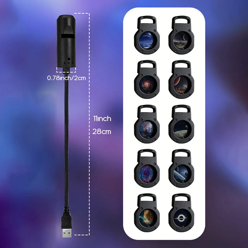 LED Galaxy Projection Light 1 Light+10 Pictures Change, LED Galaxy Projector, Starry Sky Lighting Night Light