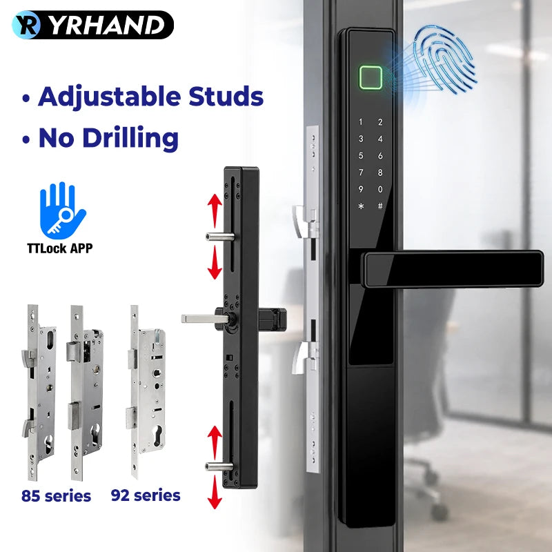 Smart Fingerprint Door Lock 34mm Ultra Narrow No Drilling Replacement TTLock App Anti Peep Password IC Key For Sliding Doors