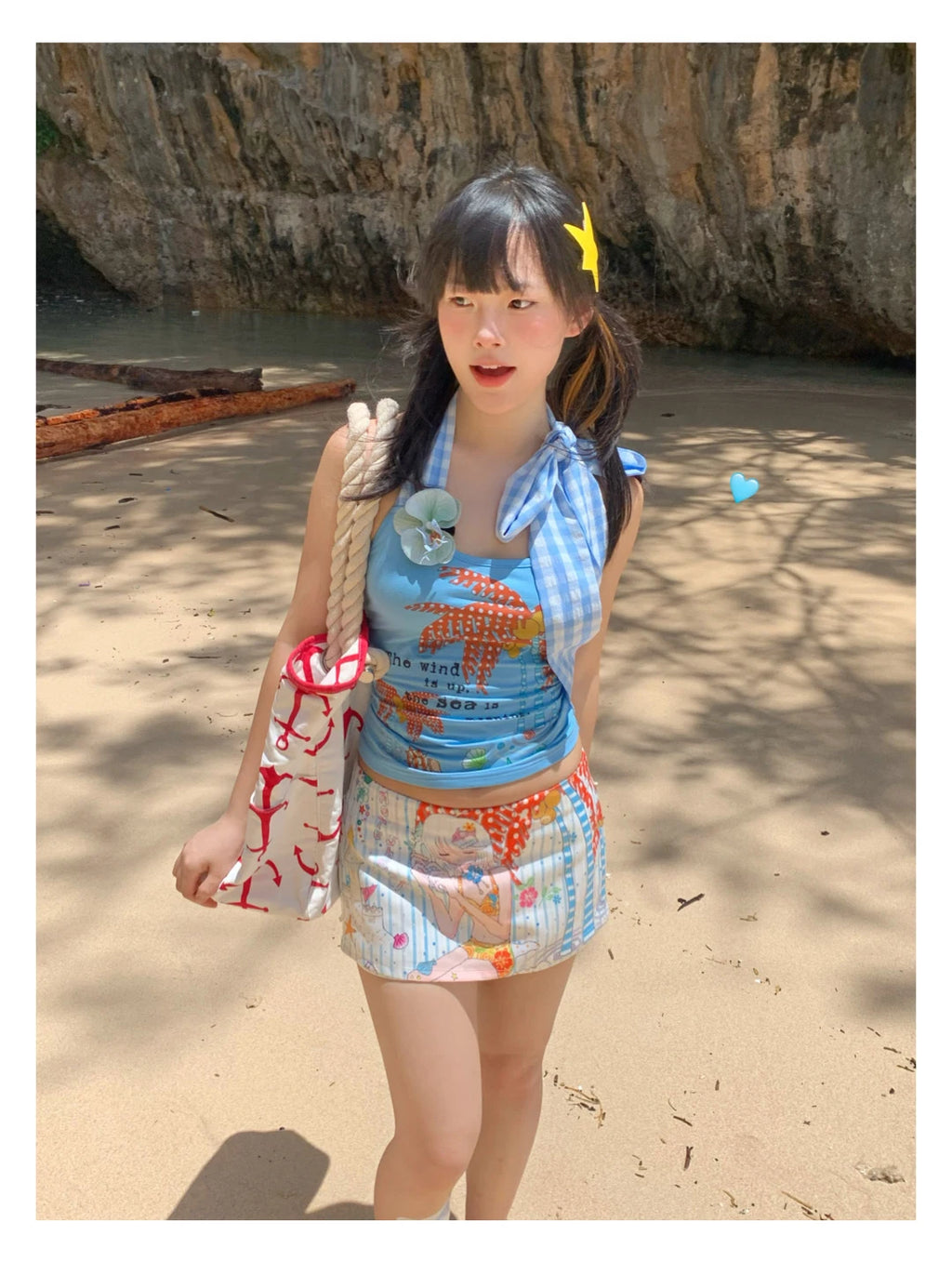 Erwofeina Hotsweet Blue Patchwork Plaid Halter Tops 2000s Clothes Y2k Sleeveless Camis Summer Tank Tops Beach Camisole Chic