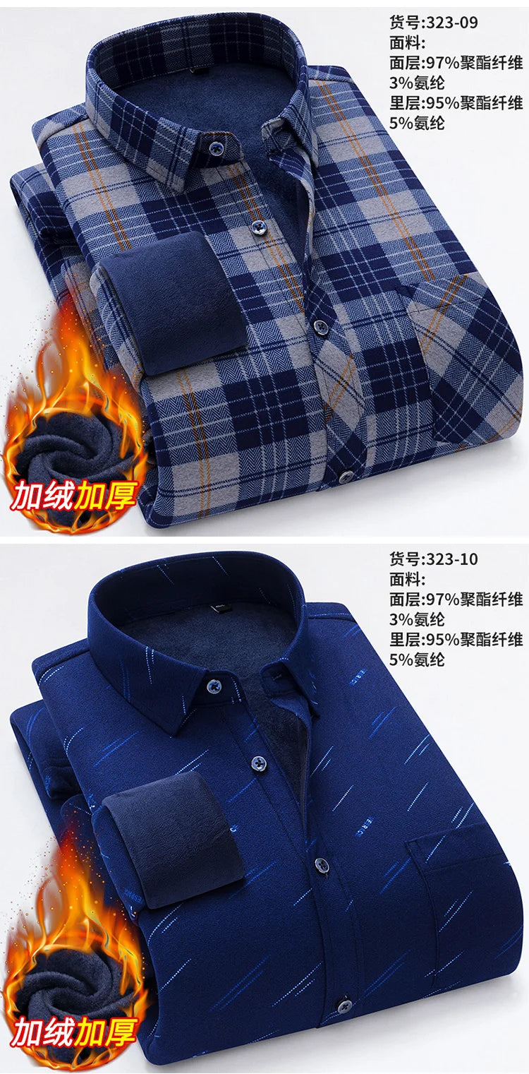 New Men's Autumn Winter Casual Long Sleeve Plaid Shirts Thick Warm Male Casual High Quality Soft Plus Size Business Check Shirts