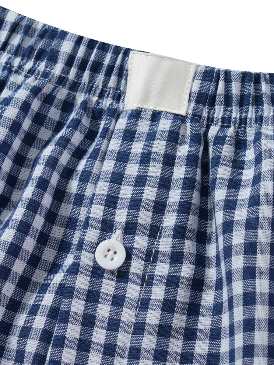 hirigin Women Y2k Gingham Boxer Shorts Stripes Button Elastic Waist Boxers Cute Mini Bloomers Plaid Loose Fit Boy Shorts