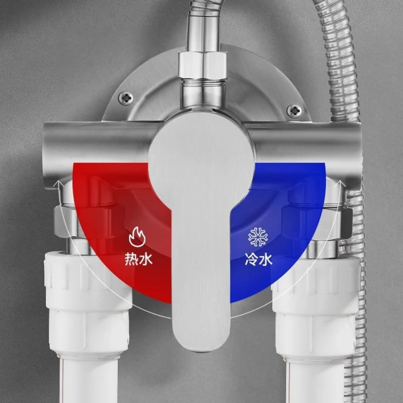 304 Stainless Steel Wall Mounted Hot Cold Shower Mixer Tap Single Handle Bathroom Faucet Accessories