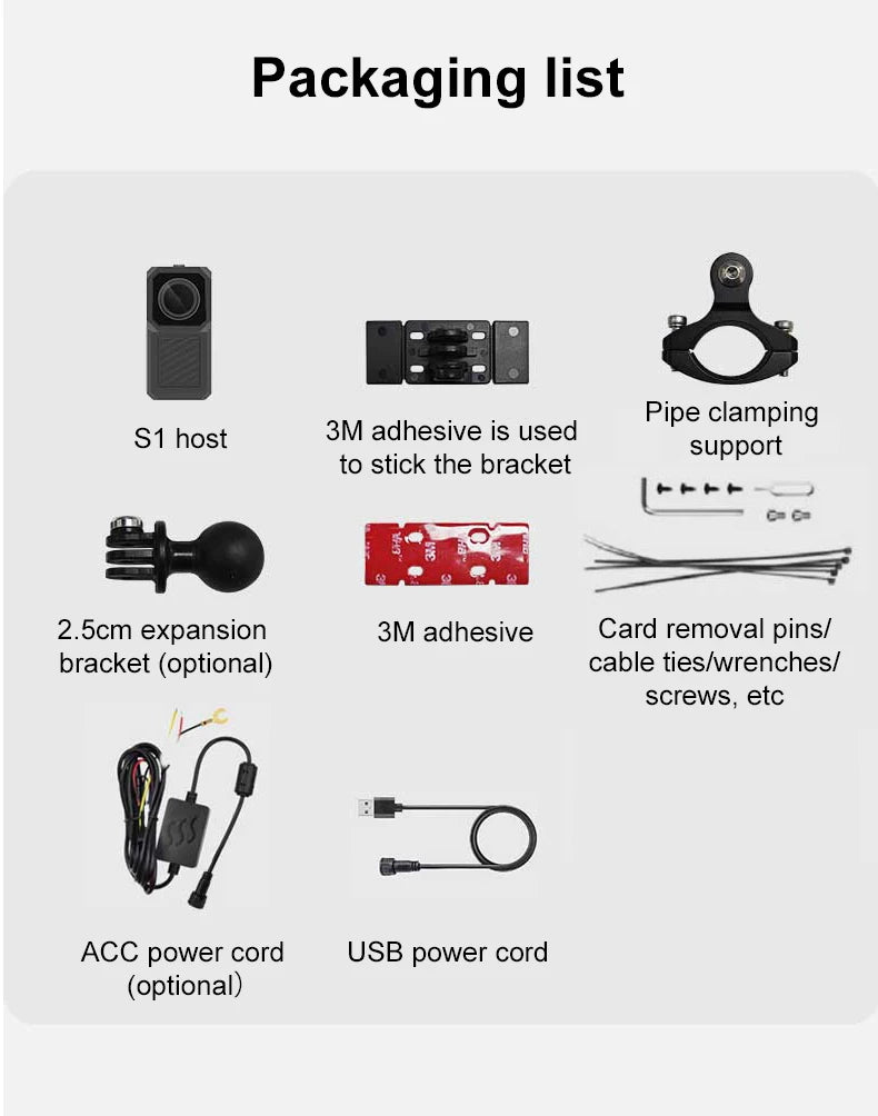 Dual 1080P UHD Wireless Motorcycle DVR Full Body 30FPS Waterproof Moto Dash Wifi GPS Cam Front Rear 150° Driving Video Recorder