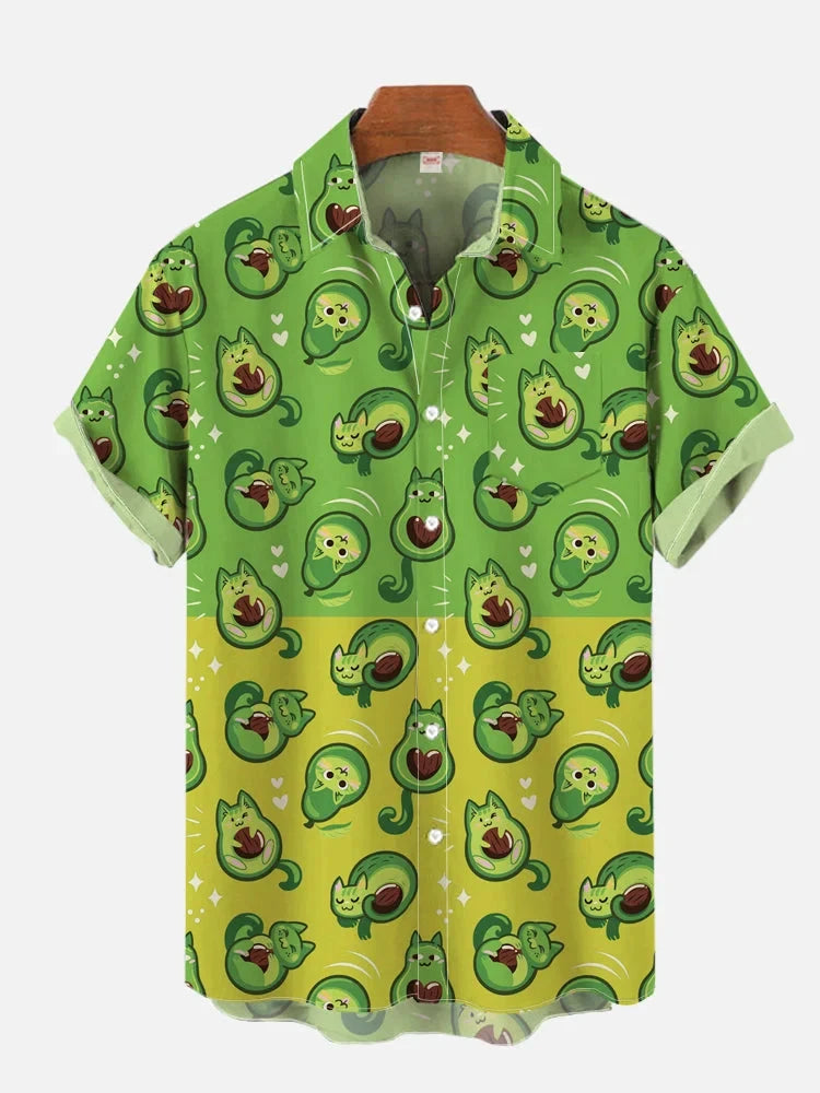 2024 Cute Cartoon Graphic 3D Print Shirts For Men Fashion Hawaiian Shirt Beach Blouses Short Sleeve Vocation Lapel Shirt for Boy