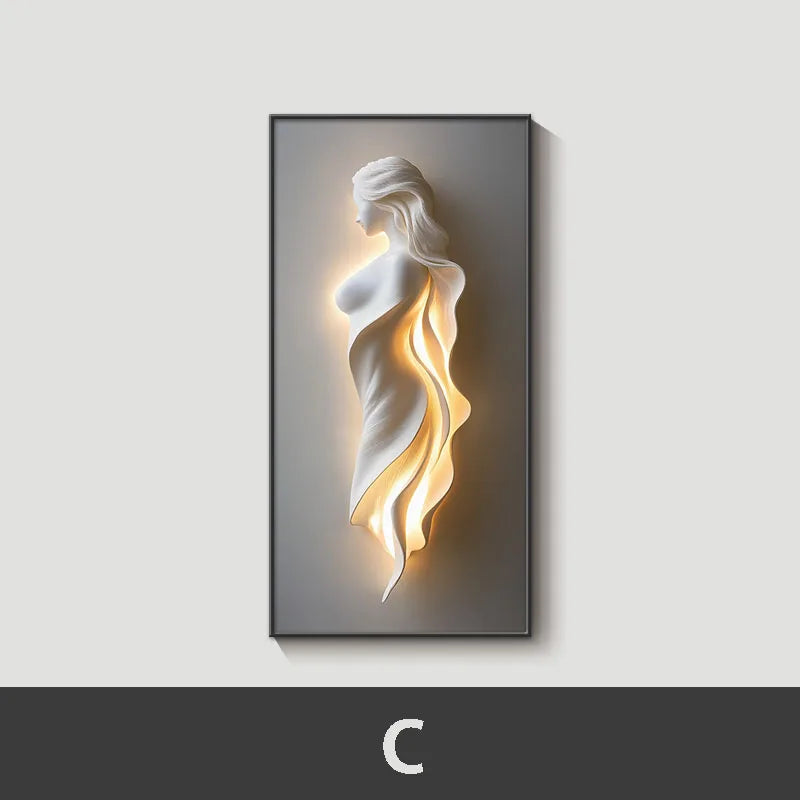 Led Lights Modern Light Luxury Entrance Door Decoration Painting, Simple Abstract Corridor Hanging Painting Wall Lamp Painting