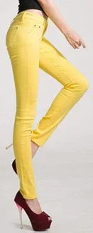 Women's Candy Color Pants Pencil Trousers Spring Autumn Elegant Office Mid Waist Pants For Women Slim Skinny Jeans Pants Female