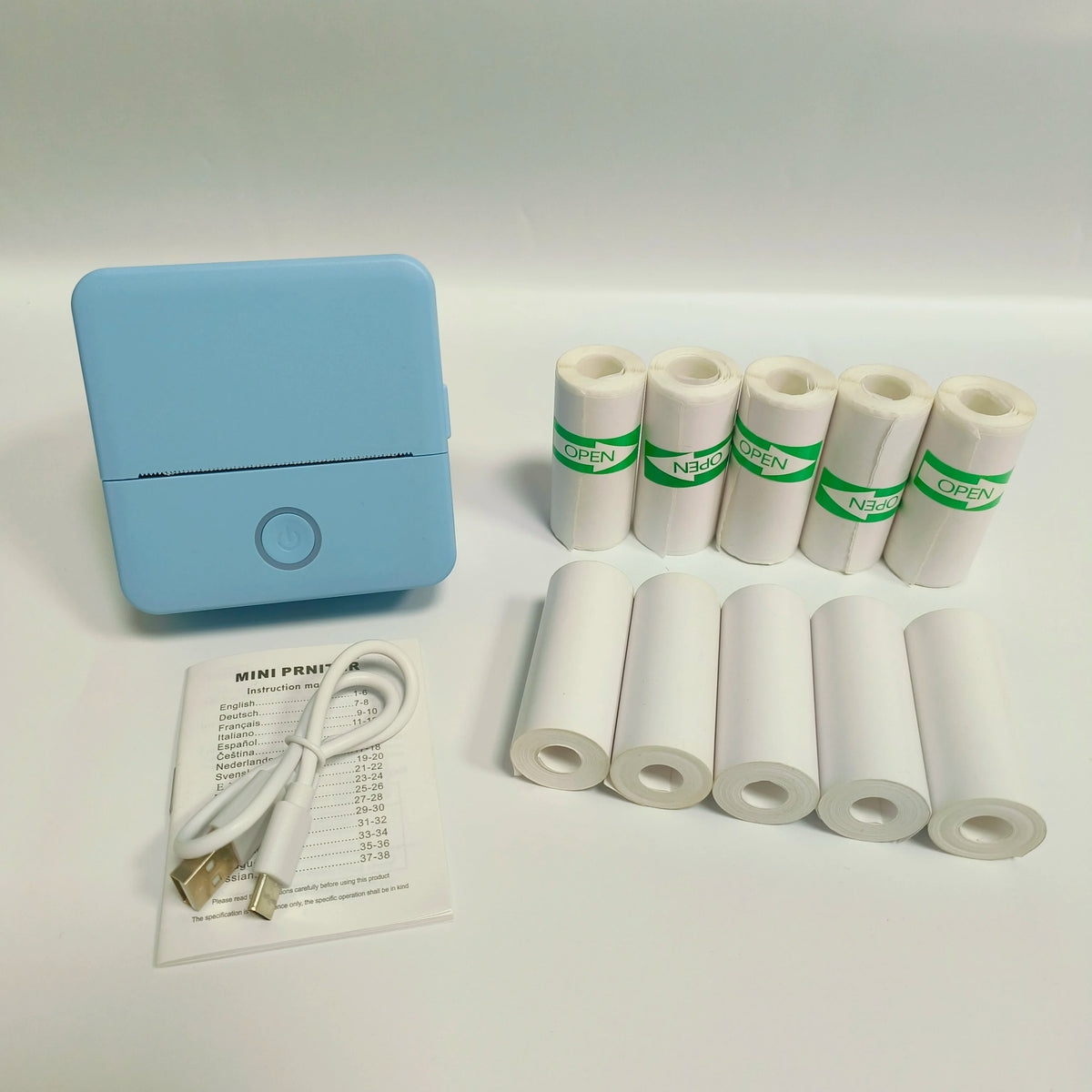 Wireless Mini Photo Printer Set with 5 Sticker Rolls & 5 Thermal Paper, Bluetooth Mobile Printing for Pictures, Photos, Labels