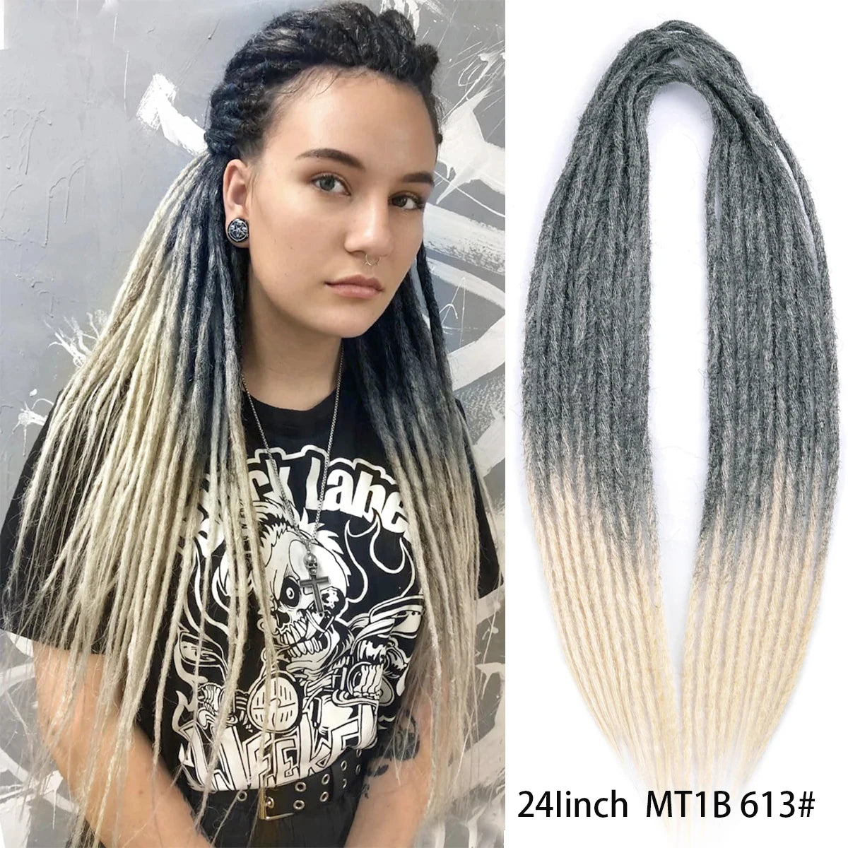 Dreadlock Extensions Handmade Crochet Hair Synthetic 24 36 Inches Dread Extension Crochet Braids For Women Dreadlocks Hair