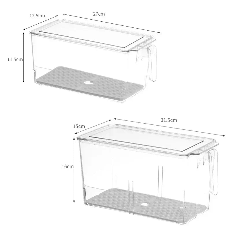 Kitchen Food Preservation Box Refrigerator Organizer With Handle Stackable Vegetable Fruit Storage Containers Home Organization