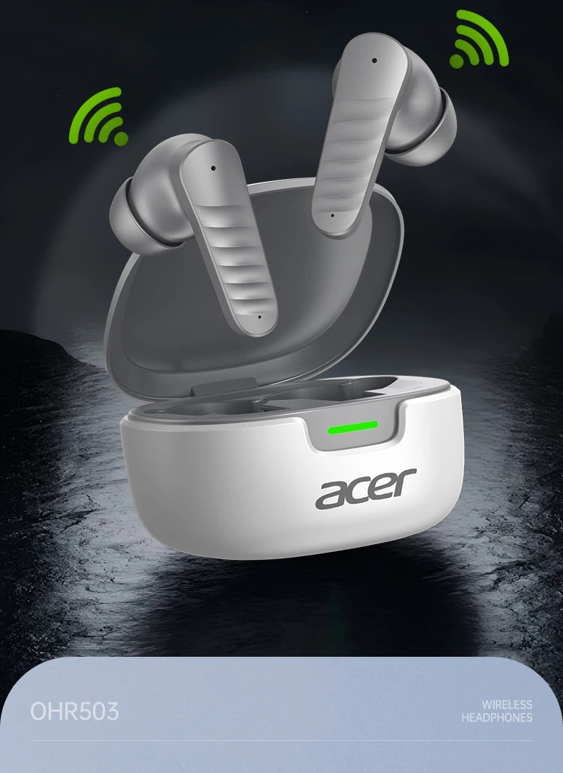Acer Ohr503 Wireless Bluetooth Headphones with In-Ear Design, High-Definition Sound Quality, Noise Reduction for Calls, Comfortable Fit, Suitable for Sports, Running, and Cycling, Compatible with Mobile Phones and Tablets