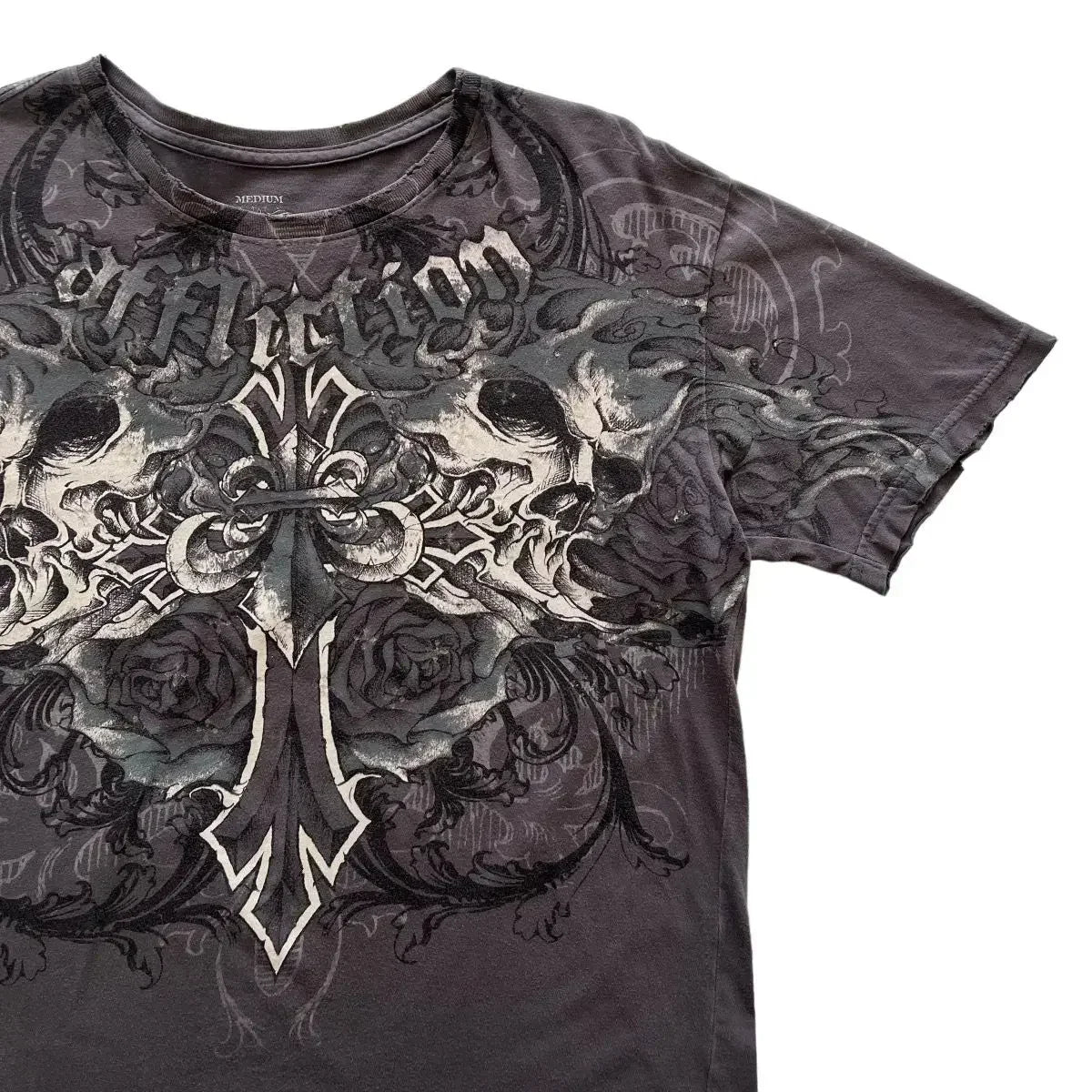Affliction New Men Polo shirt Skull Graphic Harajuku Round Neck Oversized T Shirt Short Sleeve Tops Gothic Clothing Street Wear