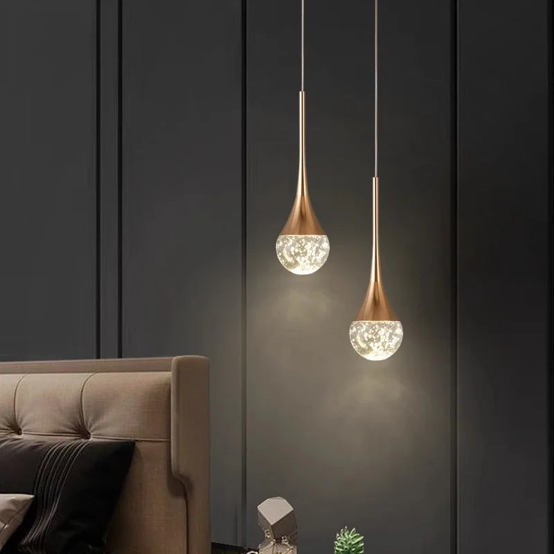 LED Pendant Lights Indoor Lighting Hanging Lamp Water Drop Bubble Crystall Bedroom Dining Room Decoration Pendente iluminação