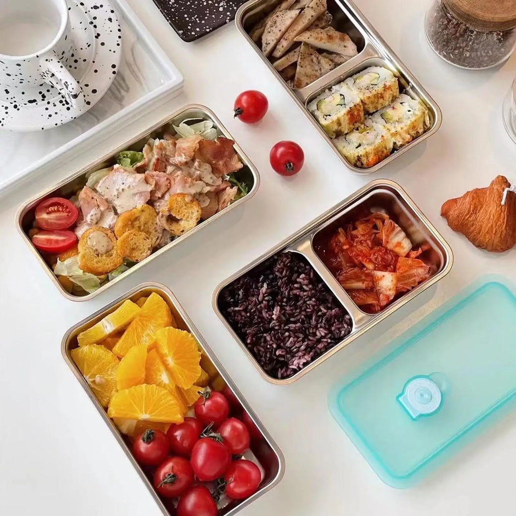 Bento Lunch Box 2-Tier Food Storage Container Reusable Snack Pack case  with Lid Lunch box for Summer Beach Sports