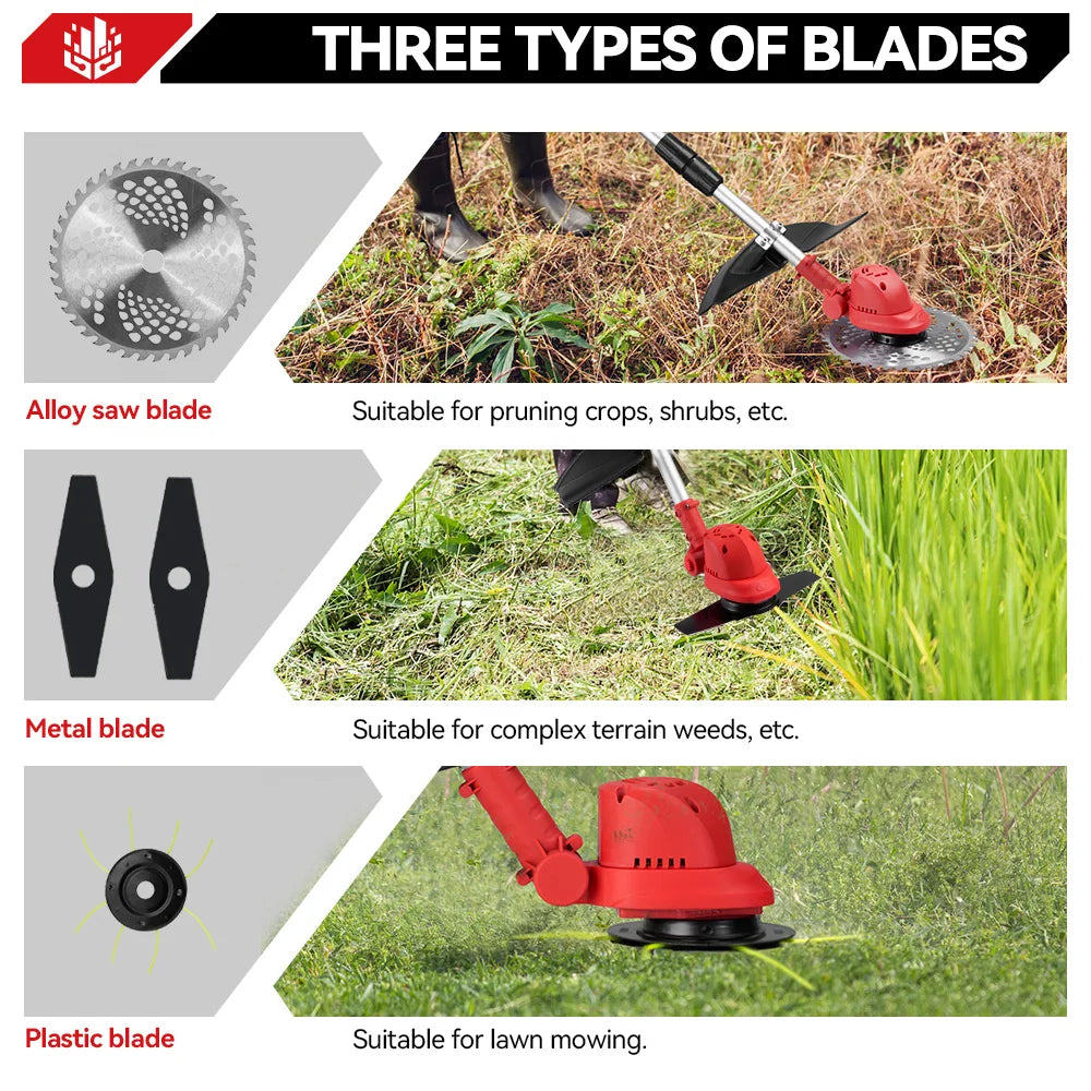 10Inch 4000W Brushless Electric Lawn Mower 36000RPM Grass Trimmer Length Adjustable Garden Tools For Makita 18V Battery Pins