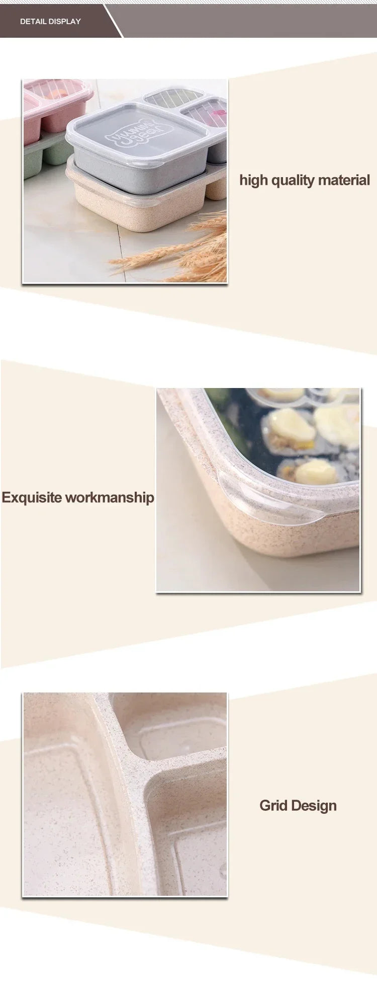 1-3pc Straw Lunch Box Portable Bento Box With Compartment Picnic Bento Box Fruit Container Microwave Oven Dinnerware for Student