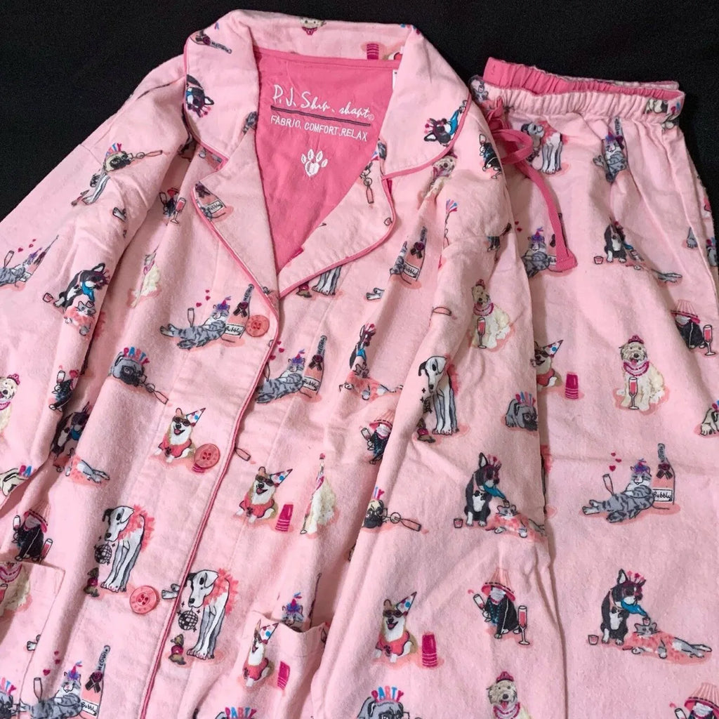Women's Pajamas Set Cute Cartoon Print Sleepwear Elegant Top&pants 2Pcs Soft Cotton Pyjama Pour Femme Nightwear Loungewear