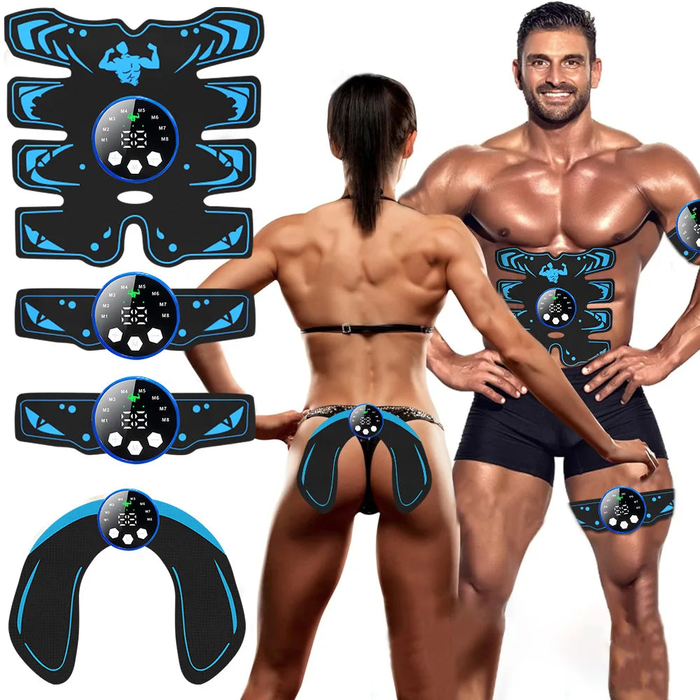 Rechargeable EMS Abdominal Trainer Muscle Stimulator Fitness Equipment - Portable Home Gym Device for Abdomen Glutes