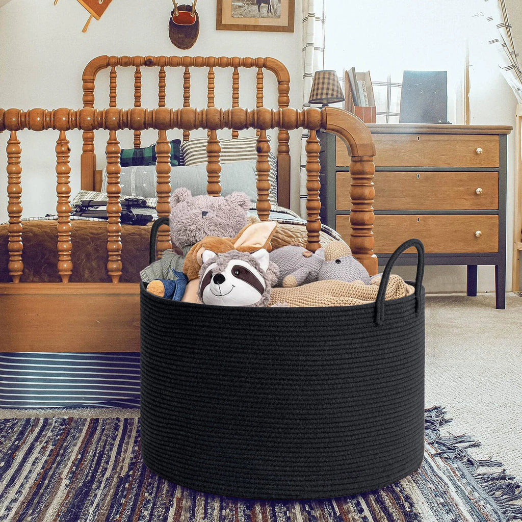 Extra Large Storage Basket, 70L Woven Blanket Storage for Living Room, Round Basket for Clothes, Big Laundry Hamper