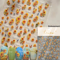 Gold Stamped Frame Oil Painting Style Sunflowers Metal Bead 3D Self Adhesive Nail Art Stickers Autumn Manicure Decals Wholesale