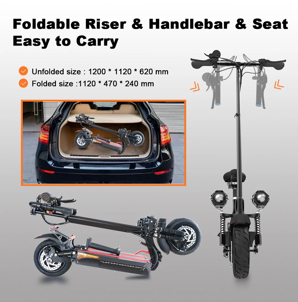 75km Long Range Electric Scooter 20Ah Battery 65km/h Top Speed Street Tires Adults Scooter Long battery life for commuting
