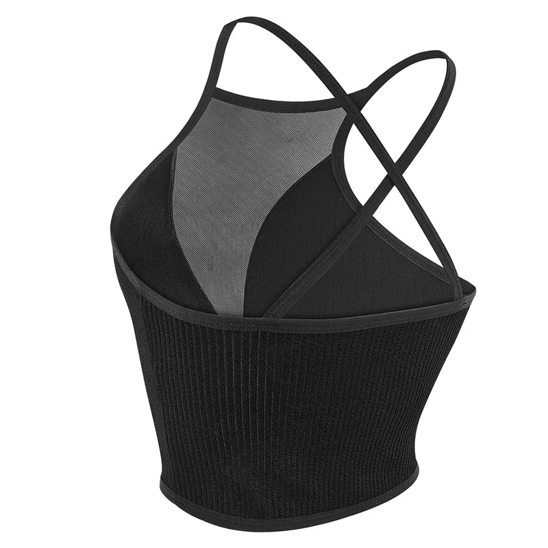 Sexy Mesh Camisole Crop Top Corset Seamless Backless Underwear Hot Fashion Women Casual Tank Top Bralette Adjustable Lingerie