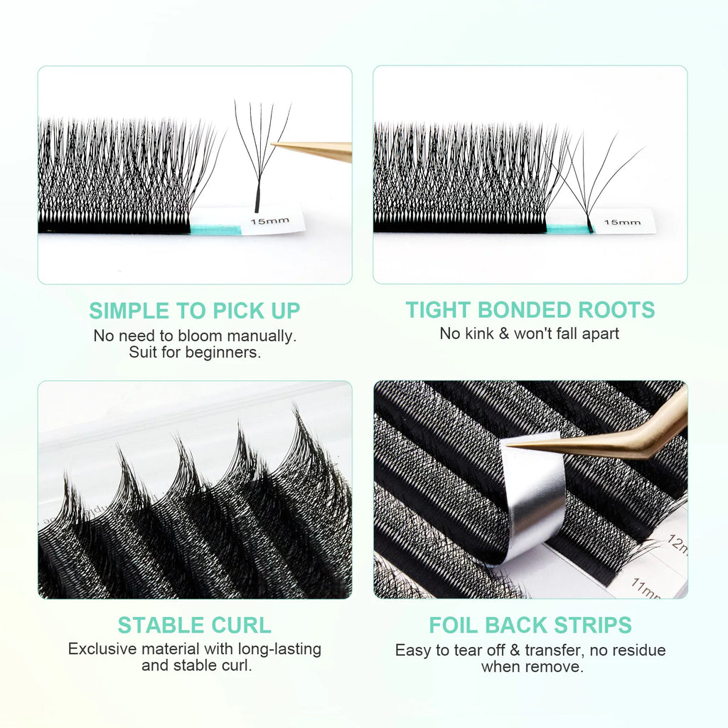 NAGARAKU Automatic Flowering W Shape Bloom 3D 4D 5D 6D 7D 8D Premade Fans Speed Eyelash Extensions Natural Soft Light Full Dense