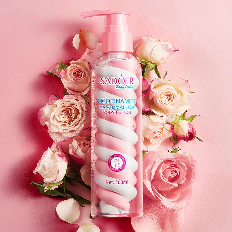 1 Bottle of 200ml Niacinamide Marshmallow Body Lotion, Suitable for All Light Beige Skin Tones, Deep Moisturizing Formula, Non-Greasy Moisturizing Cream with a Frankincense Scent, Ideal as a Holiday Gift, Suitable for Both Me