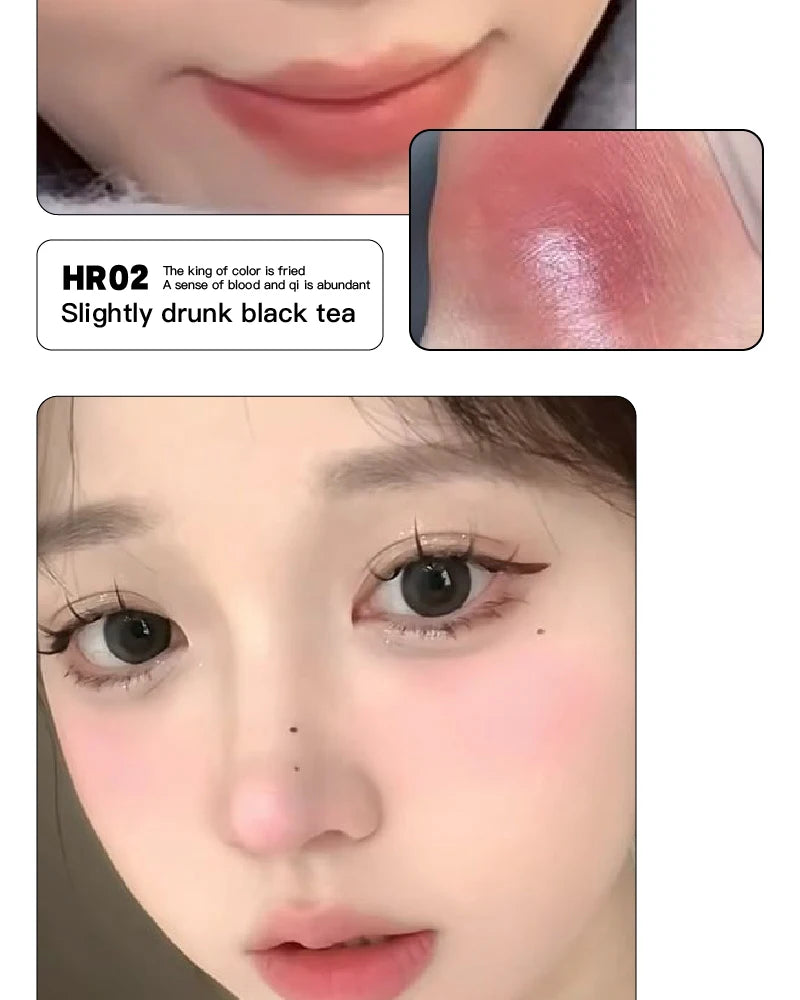 Purple Blush Cream Cheek Rouge Rose Brown Mud Palette Long-Lasting Waterproof Monochrome Brighten Face Moisturizing Blush Makeup