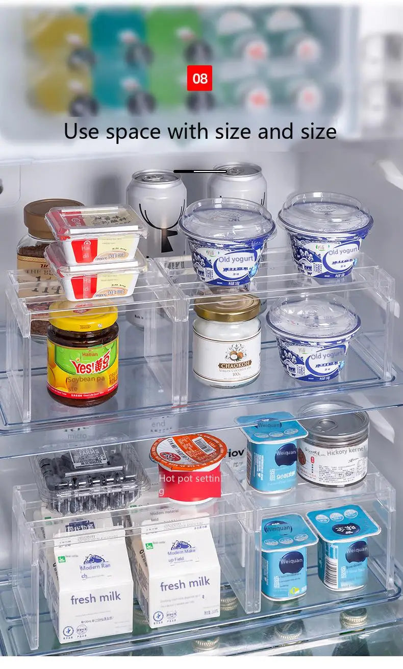 Adjustable Clear Kitchen Cabinet Organizer, Expandable Spice&Plate Storage Rack,Kitchen/Bathroom Divider Organizer for Cabinets