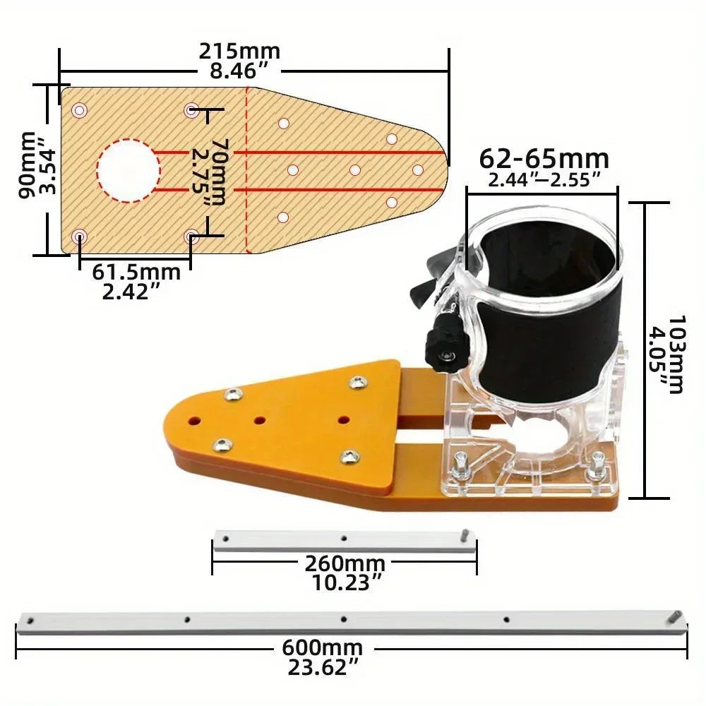 Woodworking Router Circle Cutting Jig, Electric Hand Trimmer Inverted Balance Base Plate for Round Cutting Grooving Arc Chamfer