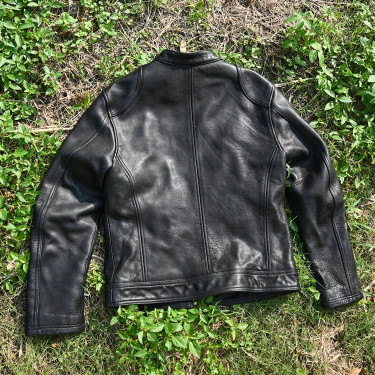 2023 New Genuine Leather Jacket Men 1.6 Thick Full-grain Top Layer Cowhide Natural Leather Clothes Men's Leather Jacket Chaqueta