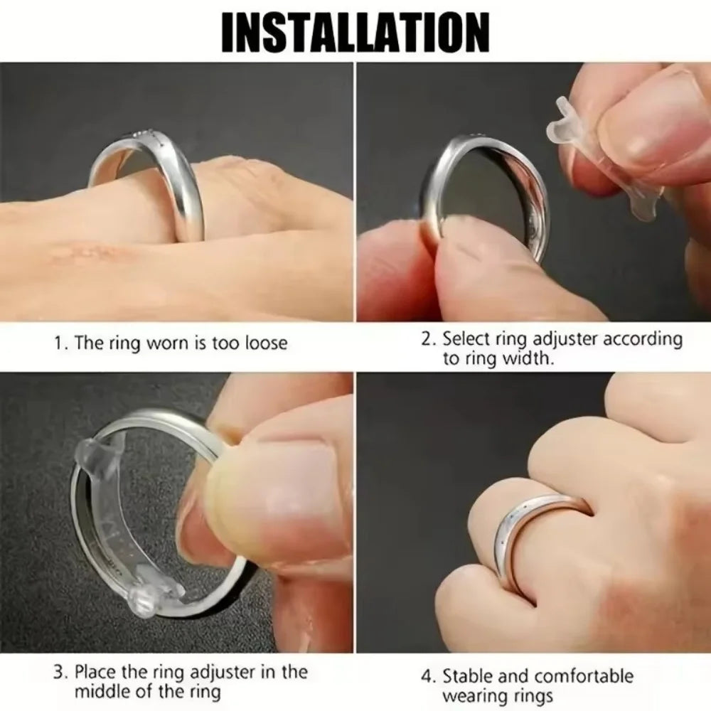 12Pcs/Set Ring Adjustment Pad Ring Size Adjuster Fixed Reduction Pad Invisible Ring Holder Retainer Shrinker for Large Rings
