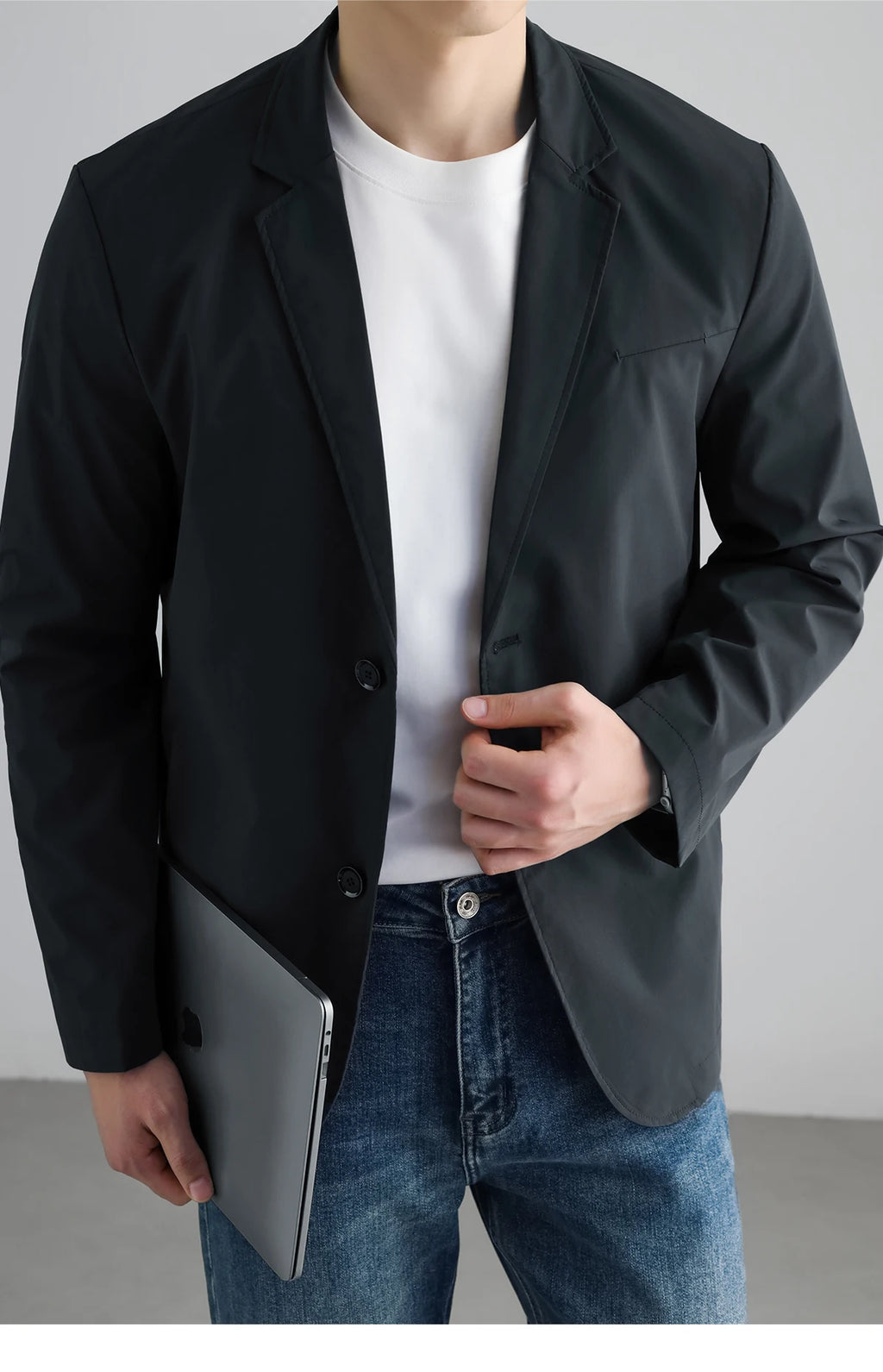 Lightweight Windproof Anti-Wrinkle Slim Fit Men's Business Casual Notch Lapel Suit Jacket Commuting Autumn Polyester Fiber