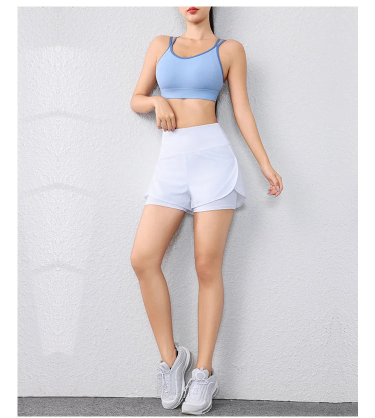 Quick-Drying Women's Running Shorts Sports Layer Elastic Waist Active Sports Shorts with Pockets yoga Shorts