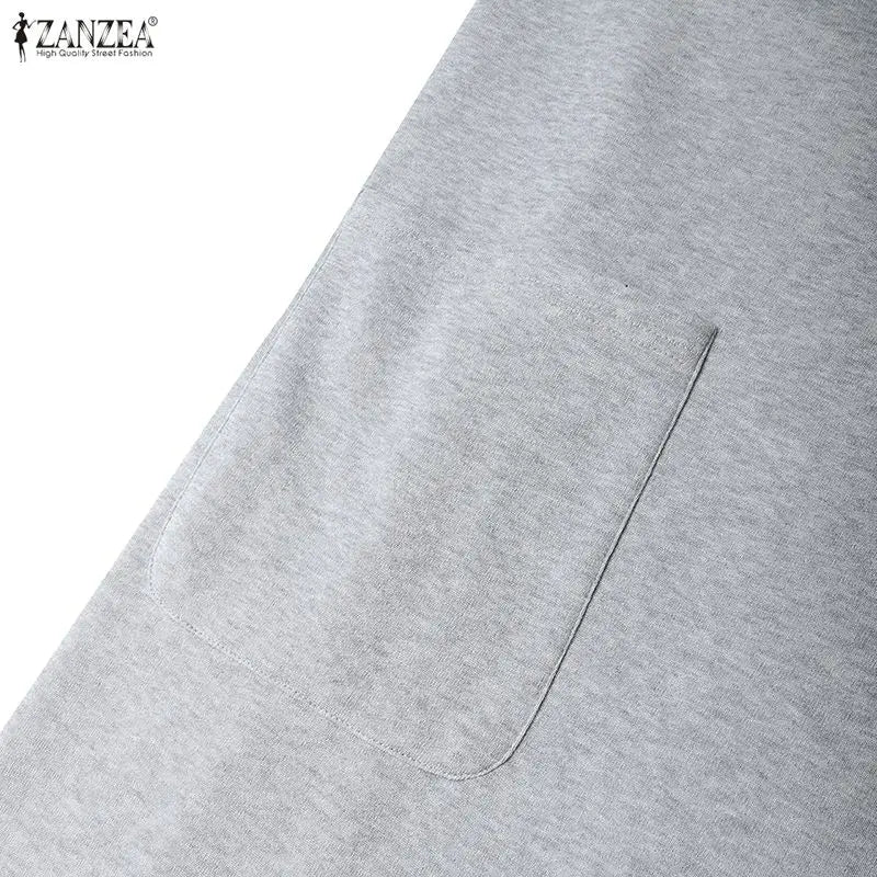 ZANZEA Fashion Sweatshirt Dress Women Casual Turtleneck Long Sleeve Solid A-Line Midi Dresses for Woman FW 2025 Cozy Warm Robes