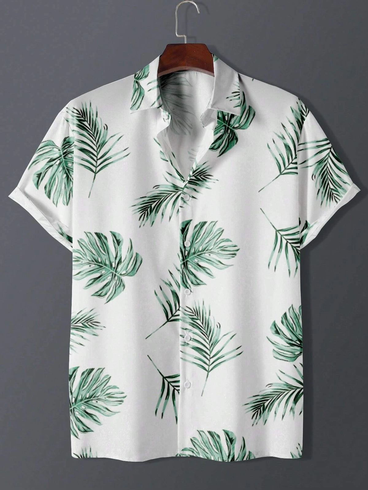 Men's Hawaiian Botanical Flower Print Men's and Women's Short-Sleeve Shirts Men's Lapel Seaside Button-Down Casual Men's Shirts